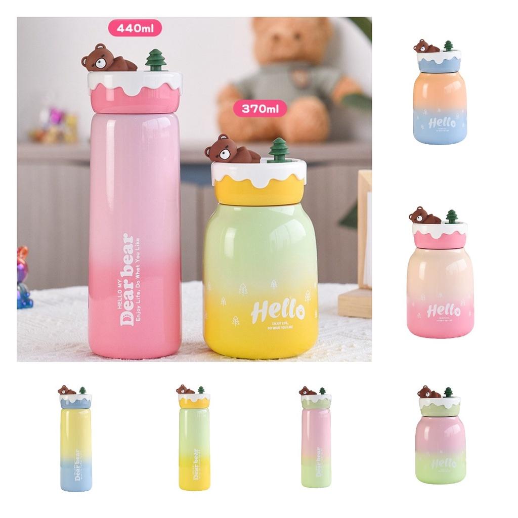 Niedlicher fauler Bär 304 Edelstahl Isolierbecher Große Kapazität Bouncing-Becher mit Strohhalm