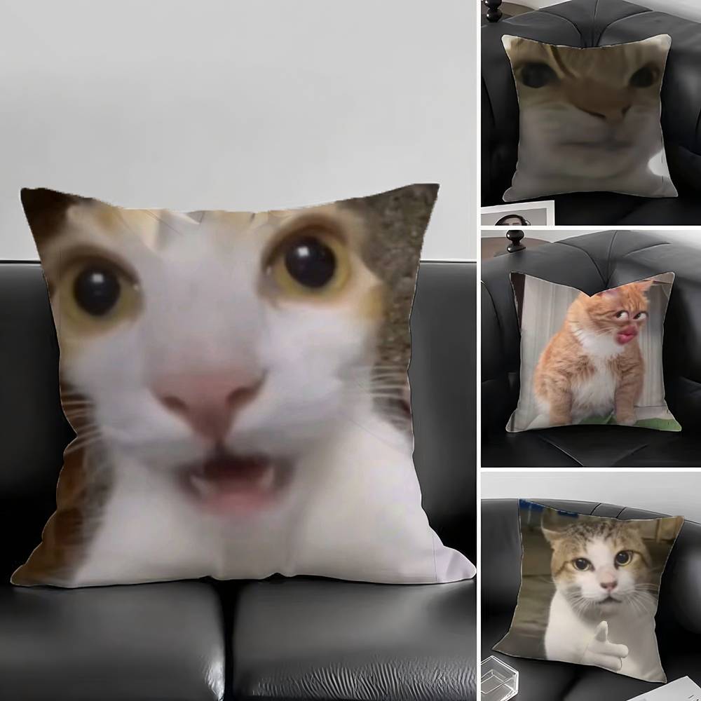 1pc CAT MEME 029 Pillow Case Square Bedroom Sofa Leisure Comfort Cushion Car Living Room Home Decoration