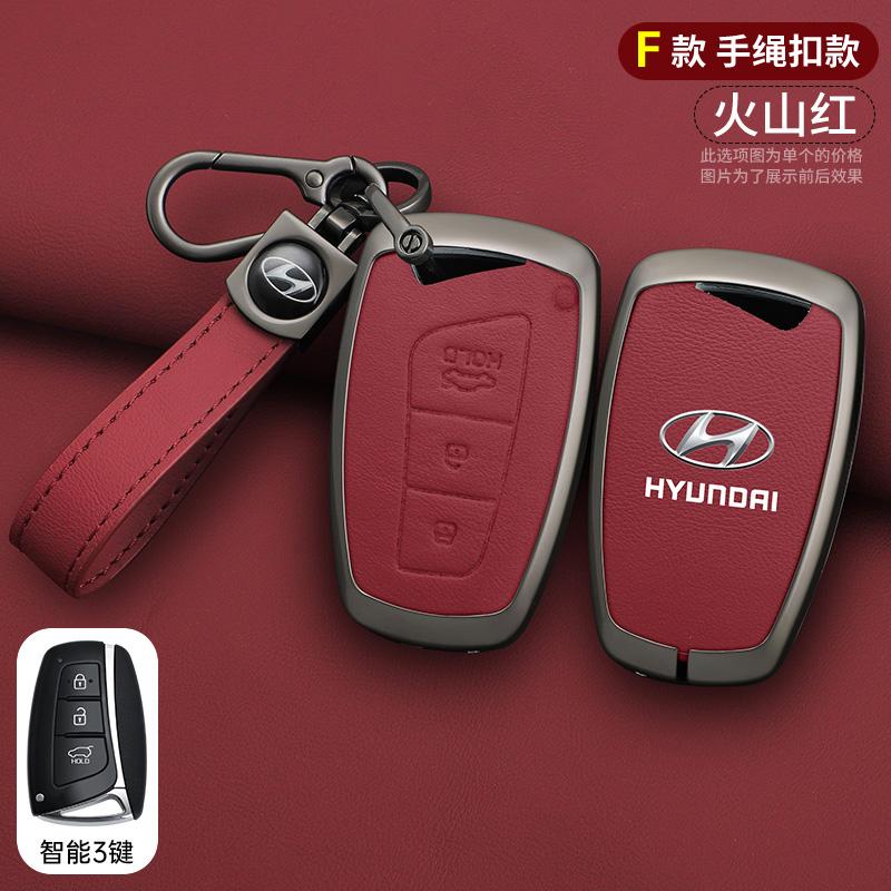 Zinklegierung+Leder Auto-Fernschlüssel-Etui Abdeckung Schale Für Hyundai Grand Santa Fe IX45 GENESIS EQUUS AZERA 2013 2014 2015 2016