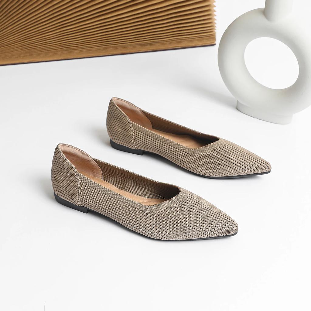 Shoes Woman Flat with Pointed Soft Knitted Sole Breathable and Comfortable Women's Flats Shoes Spring and Autumn 2025 New Model