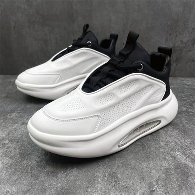Trampki Męskie Designerskie Buty Sportowe z Amortyzacją Powietrzną Modne Codzienne Skórzane Siatkowe Oddychające Zwiększające Wzrost Płaskie Buty na Platformie