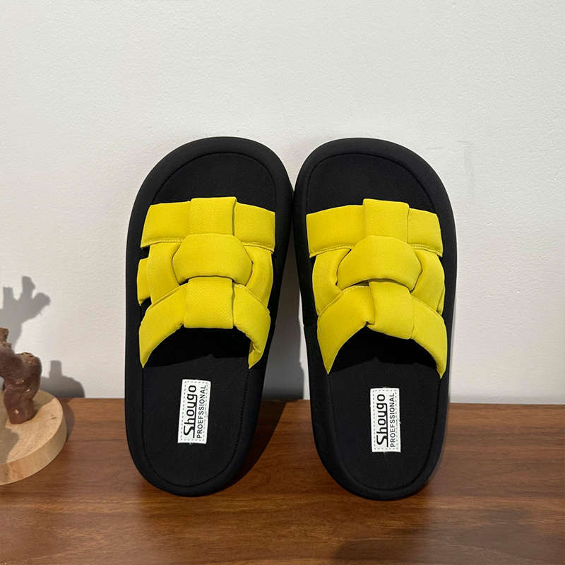 

2025 новая платформа однословные шлепанцы женские летние парусиновые сандалии модные с юбками пляжные сандалии женская обувь 40 жёлтый