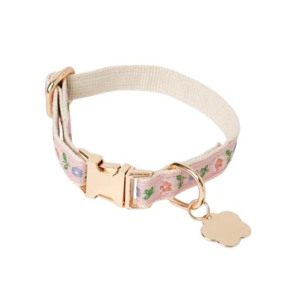 

Charm Embroidered Collar Lead Dog Collar for Small Dogs Popular Brand for Toy Poodles and Chihuahuas monchéri [Flower + Set] (FREE/Pink) Cute,