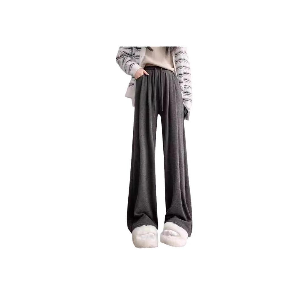 2024 Women's Glutinous Rice Wide-Leg Pants - Spring/Autumn Casual Loose Straight-Leg Style