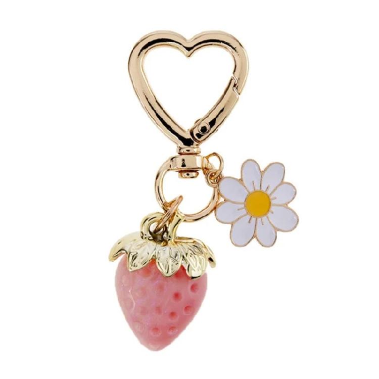 Llavero Decorativo Elegante de Fresa y Flor Colgante de Moda para Bolso Colgante de Teléfono Decoración Elegante para Bolso de Niña