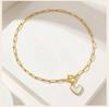 Romantic Heart Pendant Necklace Gold Plated Stainless Steel Paperclip Chain Enamel Love Shape Waterproof Aesthetic Mother Gift