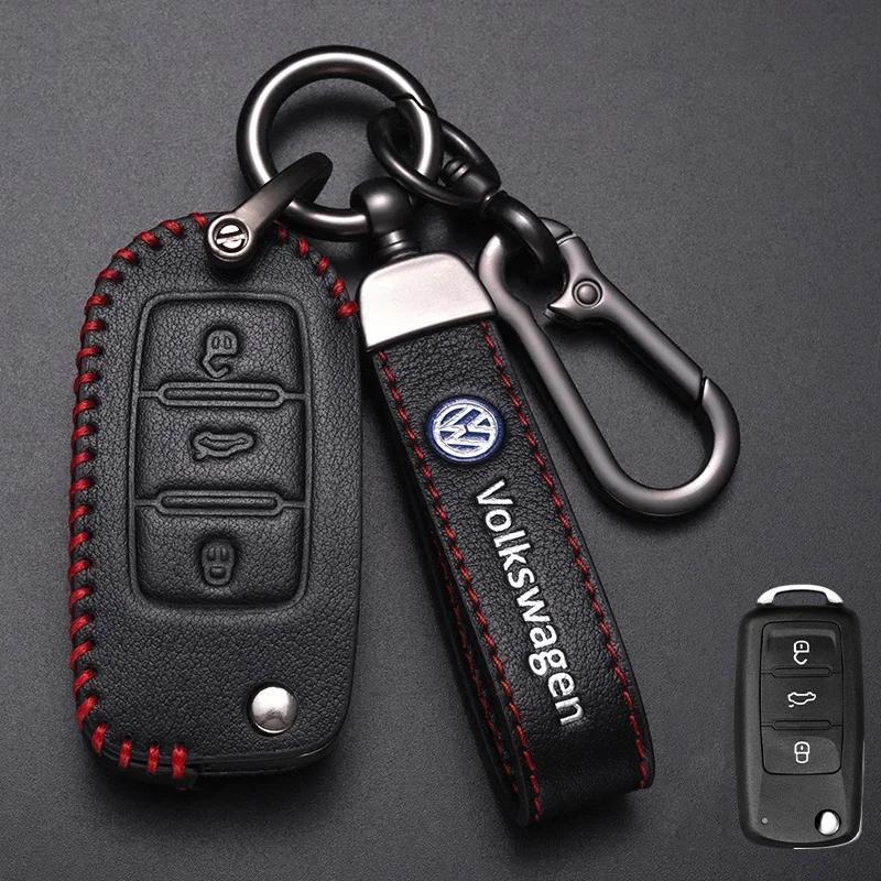 

VW GTI GOLF 2026 Hot For VW VOLKSWAGEN Leather Car smart Key Case Car Key Full Cover For Volkswagen VW Polo Bora Beetle Tiguan P