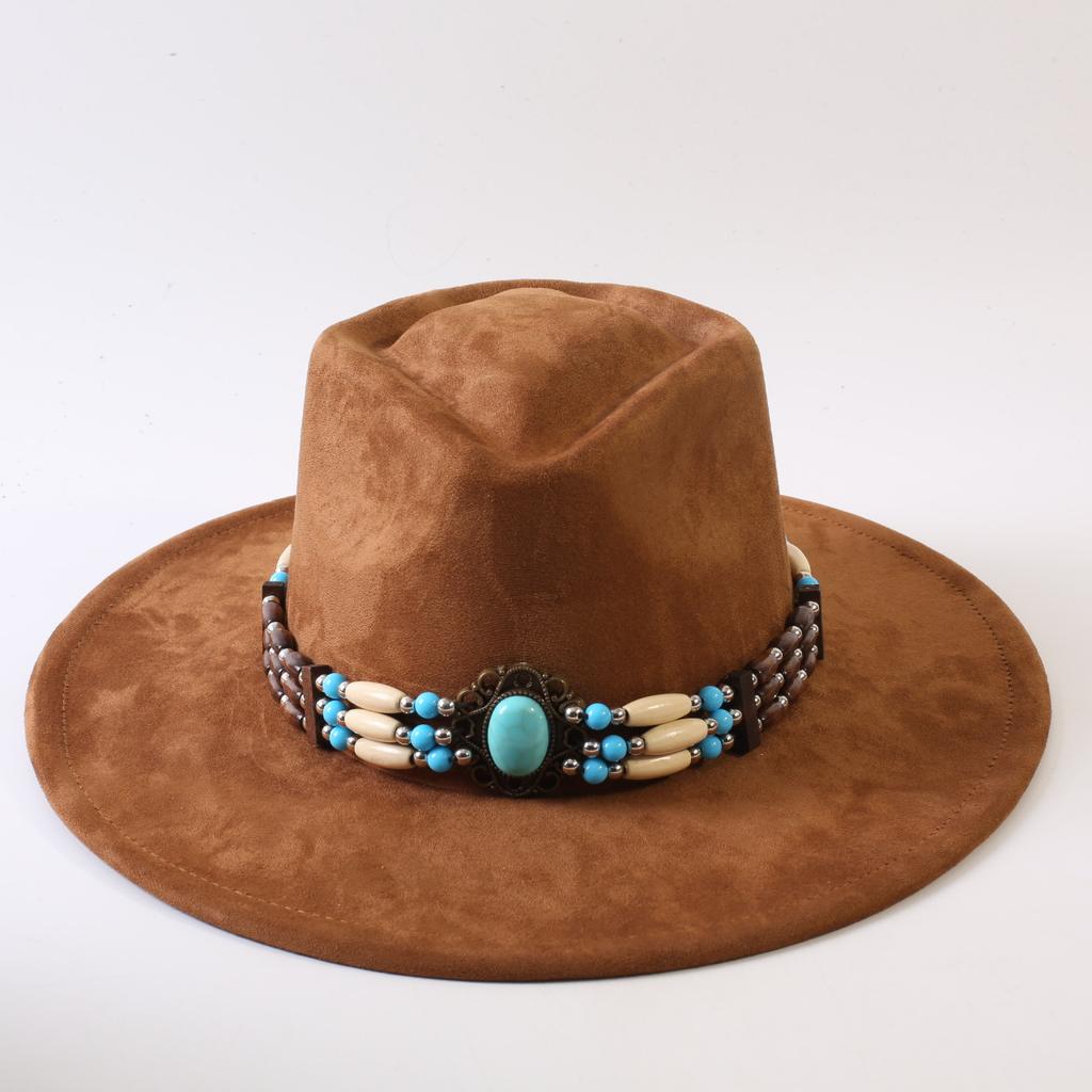 Beliebter europäischer und amerikanischer Stil Wildleder-Zylinderhut mit breiter Krempe, klassischer Mode-Western-Cowboyhut für Herren und Damen