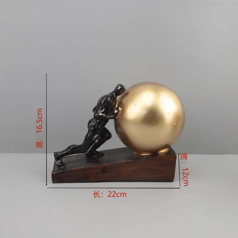 Retro Gold Abstract Artistic Gymnastics Weightlifting Ball, Figure Sculpture, Resin Crafts, Desktop Decorative Ornaments