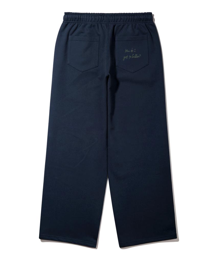 BAKKEN Side Point Color Match Semi-Wide Sweatpants Bk9986_Navy