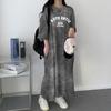 Summer 2024 Tie-Dye Short-Sleeve T-Shirt Dress: Women's Korean-Style Fashionable Print, Loose, Casual Mid-Length 