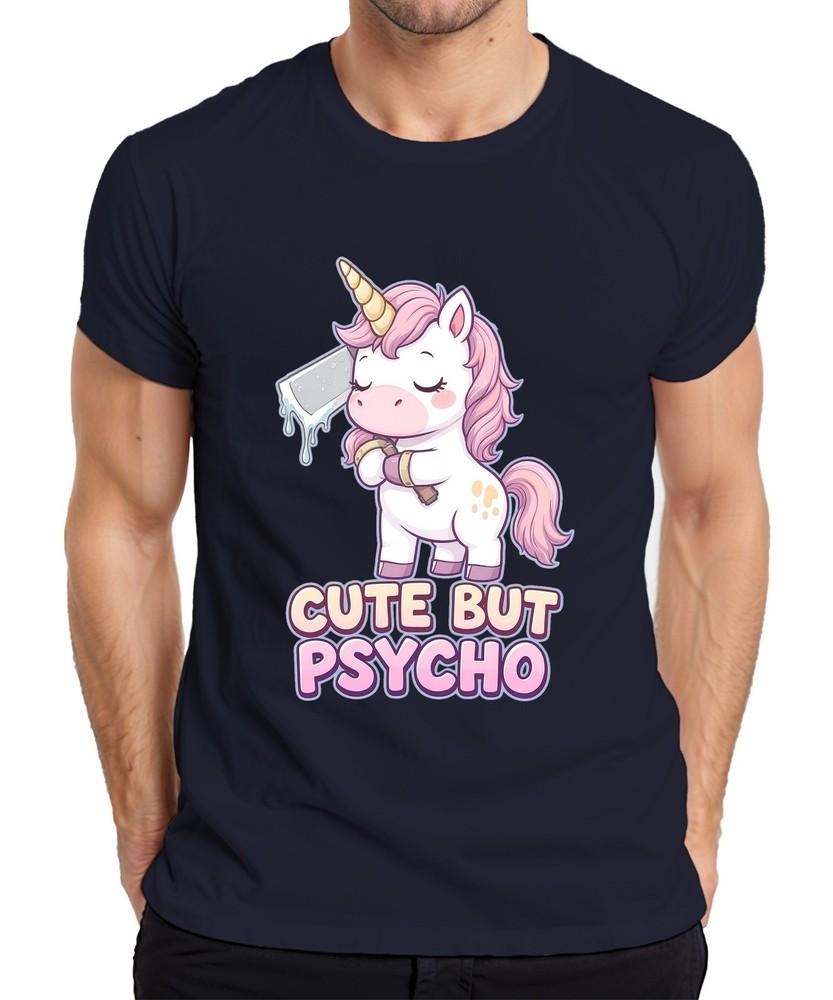 Cute But Psycho Unicorn Unicorn Kawaii Halloween Funny Unisexs Tshirt S