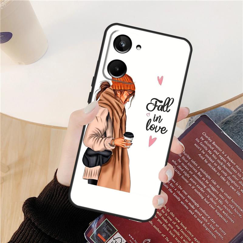 Princess Female Boss Coffee Case For Realme 14 12 10 11 13 Pro Plus GT 6 6T 5 GT7 Pro C61 C55 C51 C21Y C25S C67 C75 C53