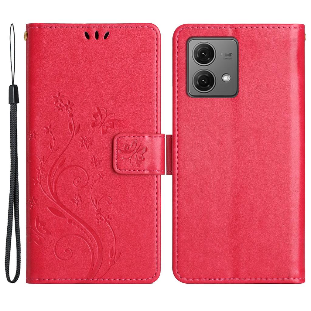 For Motorola Moto G84 5G Leather Case Butterfly Floral Shockproof Phone Cover with Wallet