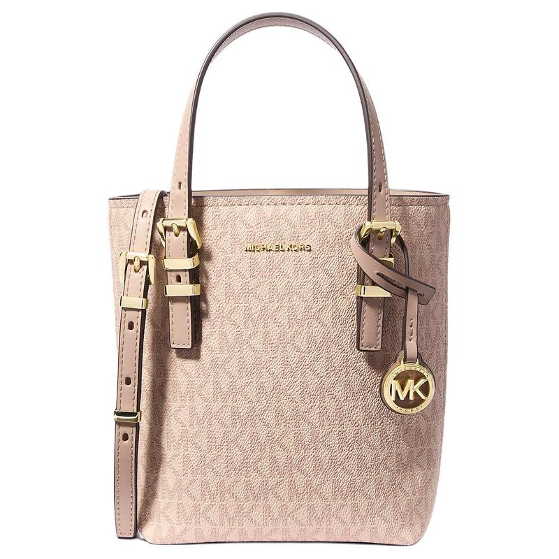 MICHAEL KORS Quinn Signature Logo Bucket Bag Coated Canvas Shoulder Tote Mini Women s Pink розовый