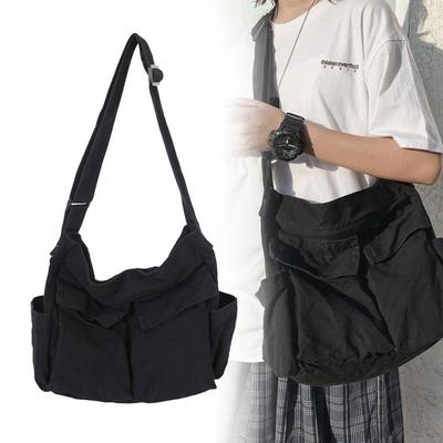 Canvas Messenger Bag Large Capacity Hobo Crossbody Bag with Multiple Pockets Casual Bags Shoulder