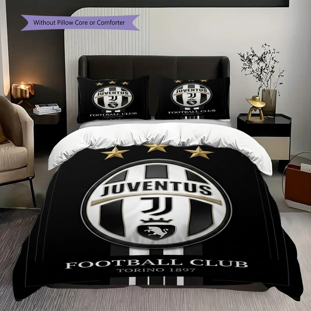 Emblema del Football Club Juventus Set da tre pezzi (1 * copripiumino + 2 * federa, senza nucleo) Copripiumino e federa Set biancheria da letto