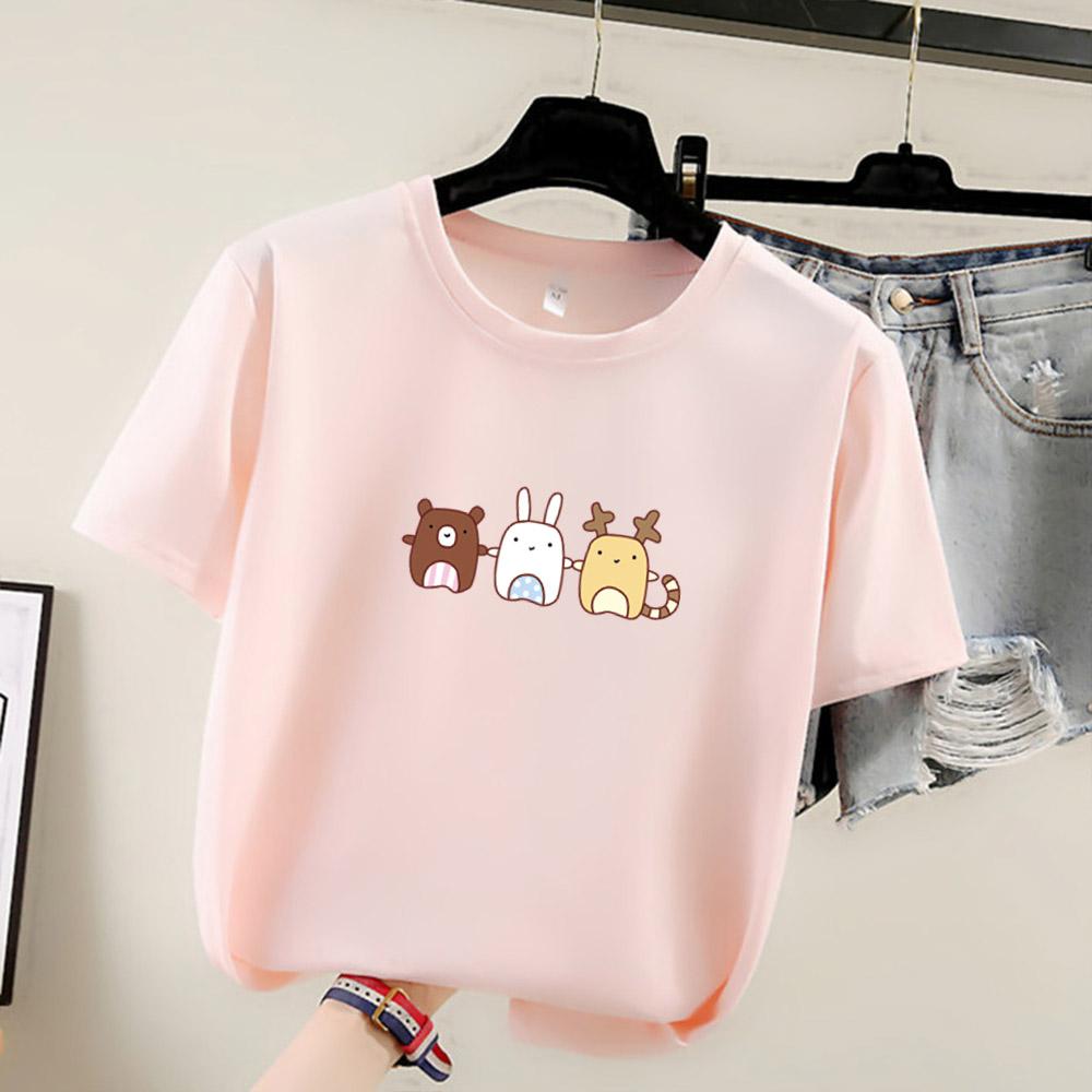 Harajuku Cute Cartoon Print Short Sleeve T-shirts for Women 2025 Summer Casual Loose Student T Shirt Young Girl Y2k Tops