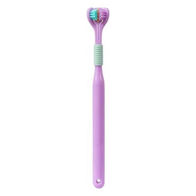 Three Sided Toothbrush Soft Bristles Gentle Clean Replaceable Heads 360-Degree Coverage Toothbrushes with Anti-Slip Handle
