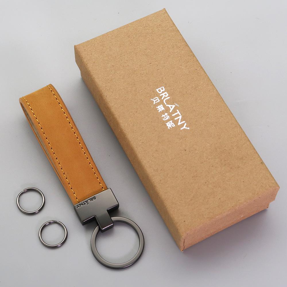 Belleterny Frosted Genuine Leather Keychain - Luxury Keyring Pendant with Logo Customization.
