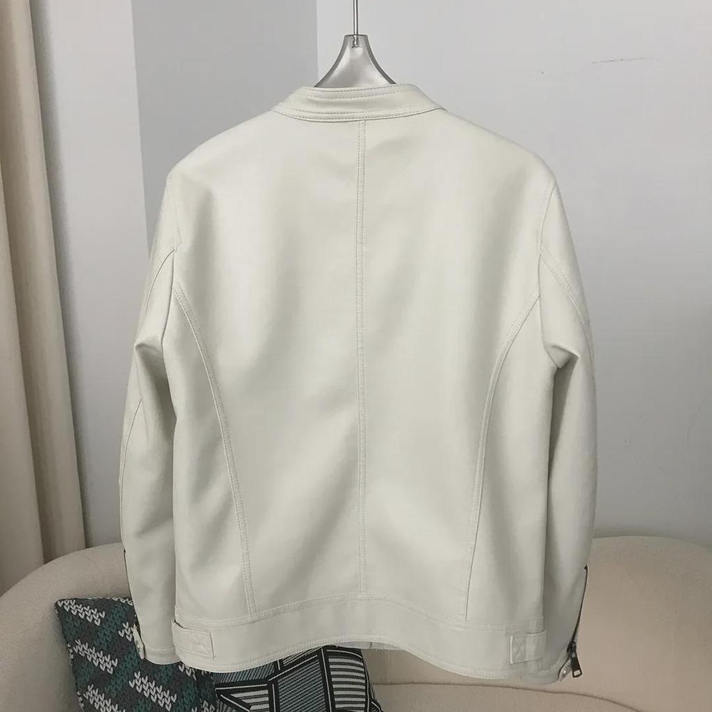 Jaqueta feminina de couro sintético estilo coreano primavera/outono para motocicleta - design curto e moderno