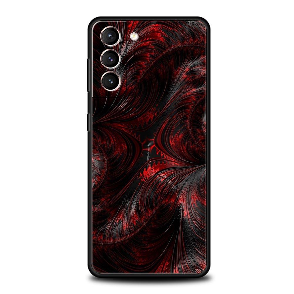 Black Red Ripple Art Phone Case for Samsung Galaxy S26 S25 S24 S23 S22 S20 S21 FE Ultra S25 Edge Plus 5G Soft TPU Cover Fundas
