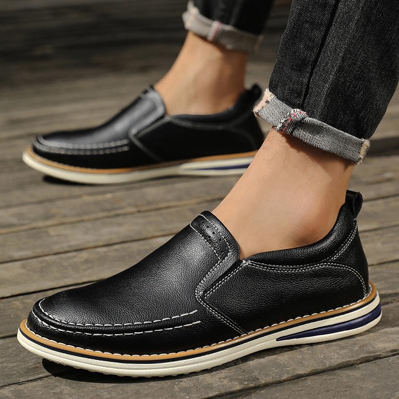 igh Quality Men Casual Shoes Genuine Leather Men's Shoes Comfortable Flats Driving Shoes Outdoor Men Loafers Large Size 38-46