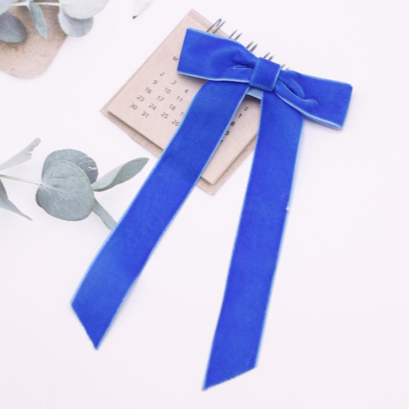 Lystrfac Vintage Schwarzes Samt Schleife Haarspangen für Frauen Langes Band Haarnadel Einfache Top-Klammer Damen Haarklammern Haaraccessoires