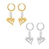 Titanium Steel 18k Gold Plated Heart Earrings with Cross Tassel and Imitation Pearl