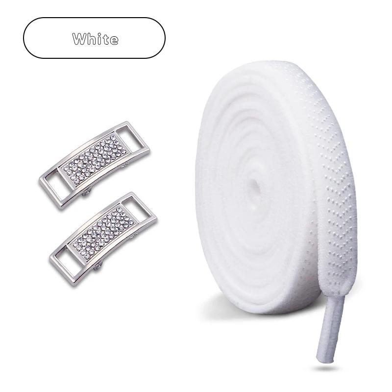 Silver Diamond Lock Shoelaces Without Ties Flat Shoelace for Shoes Accessories Elastic Laces Sneakers Tennis No Tie Shoe Laces