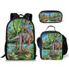 Harajuku Jugendlich Neuheit Lustig Dinosaurier 3D-Druck 3 Stück/Set Studenten Reisegepäck Laptop Tagesrucksack Rucksack Brottasche Federmäppchen