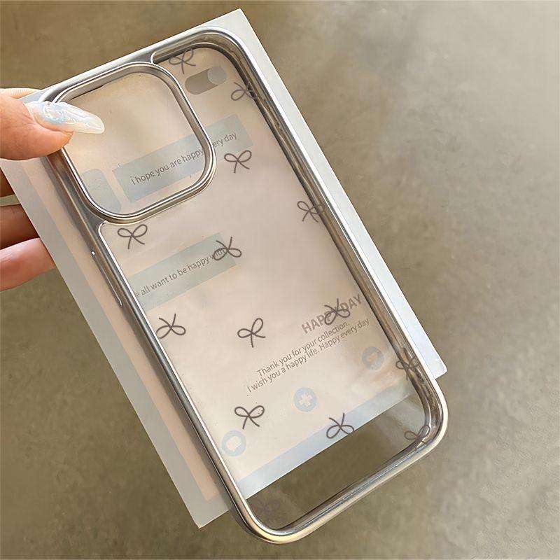 Korean Style Bow Electroplated Edge Case for Apple 11/12/14/15/16/17/16 Pro Max