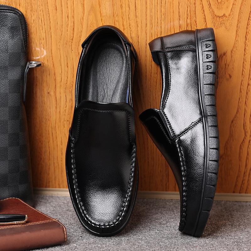 2024 spring and autumn new men's daily casual leather shoes men's leather breathable foot shoes middle-aged dad shoes 8823