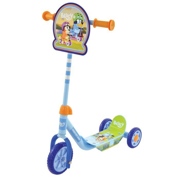 Trottinette à 3 roues pour enfants - M.V. Sports - Édition Deluxe - Autocollants Bluey - Cadre en acier robuste