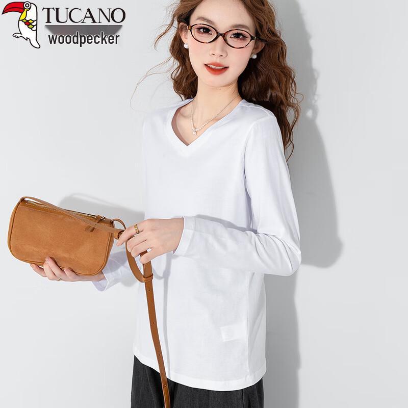 Woodpecker Women's V-Neck Long Sleeve Cotton Base Layer Top