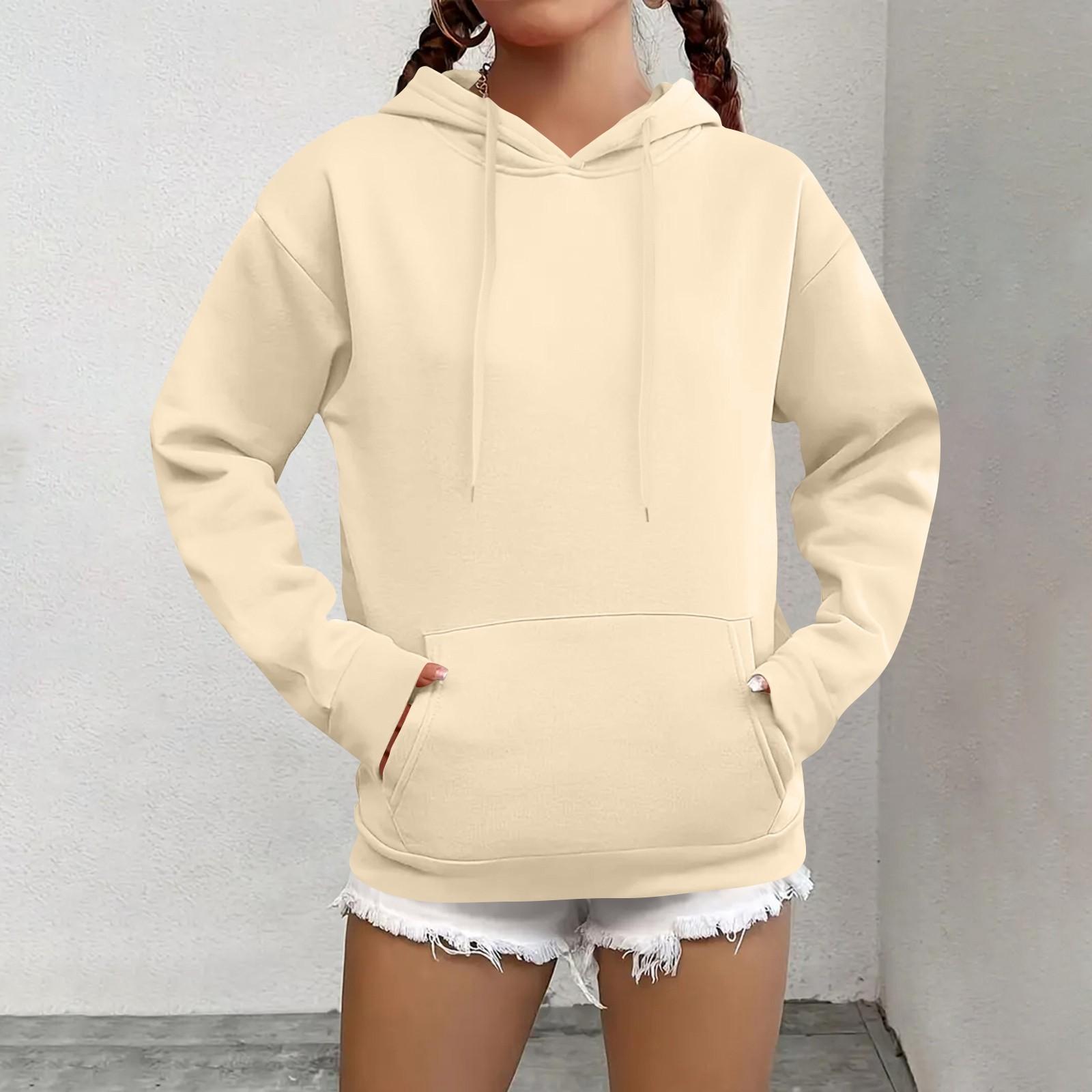 

Женская модная повседневная толстовка, однотонная, с капюшоном, пуловер, толстовка с карманом M хаки