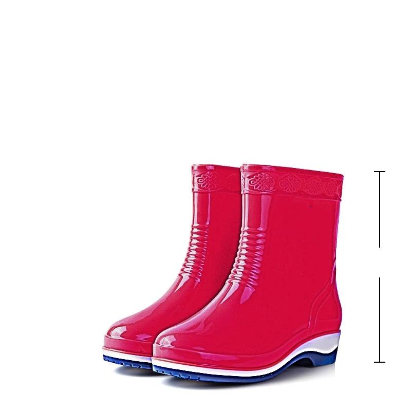 

Женские уличные нескользящие и водонепроницаемые резиновые сапоги с коротким голенищем 40 красный