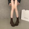 Autumn and winter new fashion show height thick-soled heightening muffin elastic boots women's British suede thin boots Martin boots