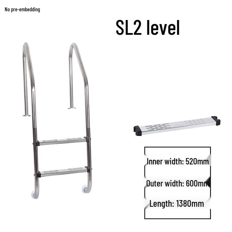 304 Stainless Steel Swimming Pool Ladder with Thickened Handrail and Pedal