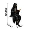 Reading Skeleton Statue, Gothic Dark Resin Desk Figurine, Creepy Home Decor Ornament For Office Living Room Bedroom Shelf