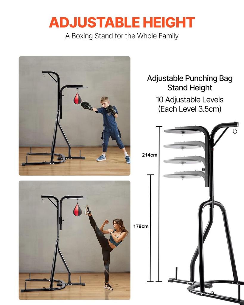 2 In 1 Heavy Duty Punching Bag Frame Boxing Punching Fitness Stand Steel