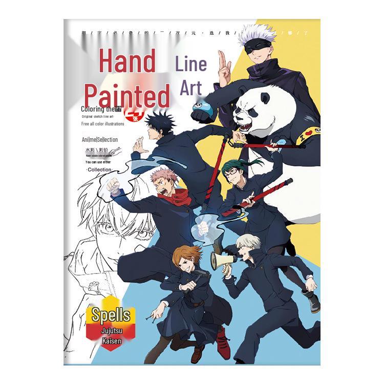 Hand-Drawn Anime Coloring Book: Line Art from One Piece, Naruto, Demon Slayer, Identity V, and Conan