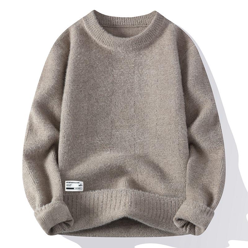 

Men s Autumn Round Neck Knit Sweater - Solid Color, High Quality, Fashionable Base Layer, 2025 Style XL for 120-135 jin хакі