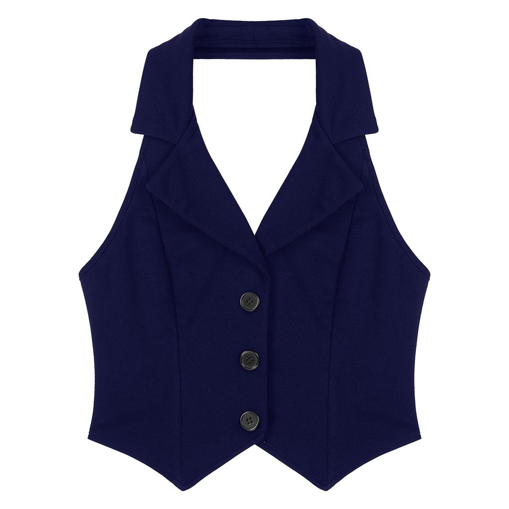 Women's Vests Halter Neck V-Neck Office Ladies Crop Tops Formal Elegant OL Waistcoat Suits Vest