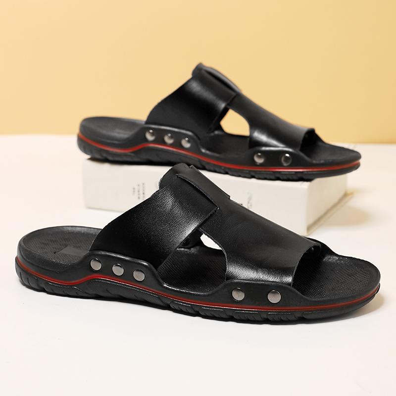 Men Slippers Outdoor Summer Brown Sandals Yellow Open Toe Beach Shoes Plus Size for Father