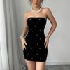 Summer 2025 Elegant European & American Style Off-Shoulder Bodycon Dress - Sleeveless, Short, Sexy & Slimming