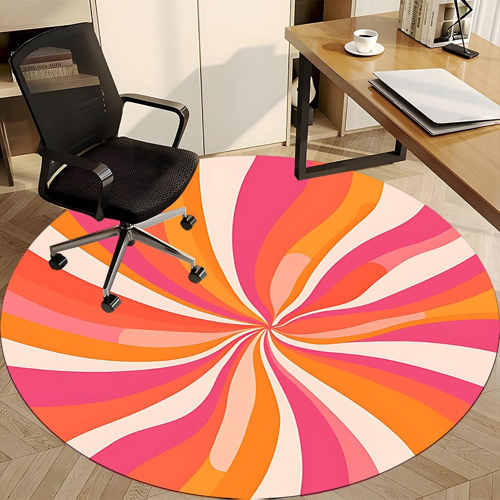 1PC Candy Swirl Office Round Area Rug, Mat Suitable For Office, Under Office Chairs Bedroom Living Room Home Decor, Room Deco