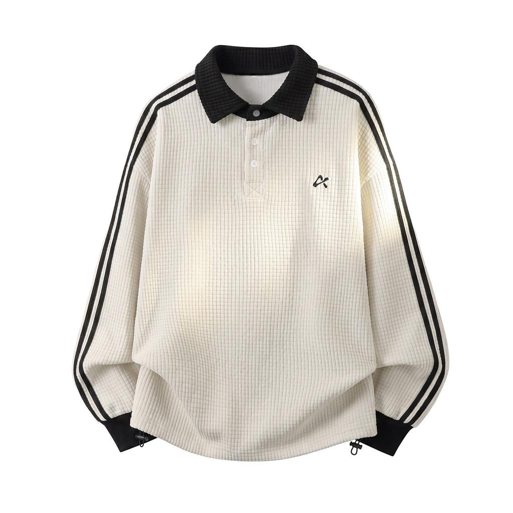 Casual Mens Fall Sweatshirt With Color Block Collar And Drawstring Hem For Youth Fashion