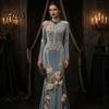 Disfraz Cosplay de Halloween para Mujer con Estampado de Esqueleto Vestido Largo, Vestido Largo Gótico con Mangas Largas y Decoración de Flores 3D para Actuación en Escenario, Terciopelo Floral para Fiesta