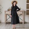Girls' Spring 2025 Long Sleeve Mori Style Dress with Spliced Big Swing Skirt.